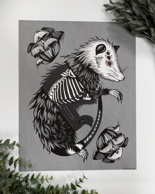 a possum with 3 eyes print