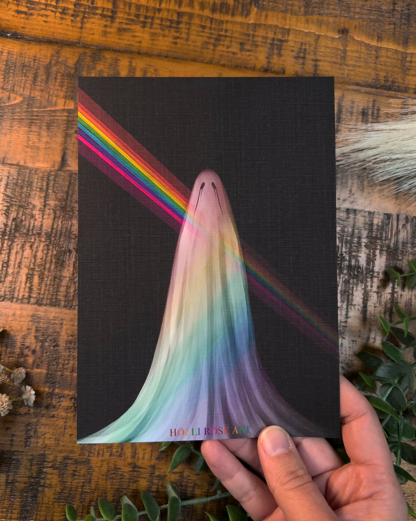 ghost with rainbow art print