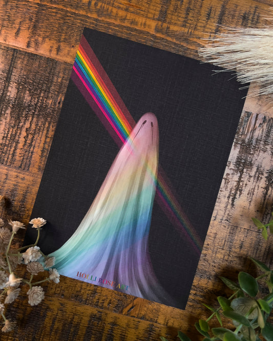 ghost with rainbow art print