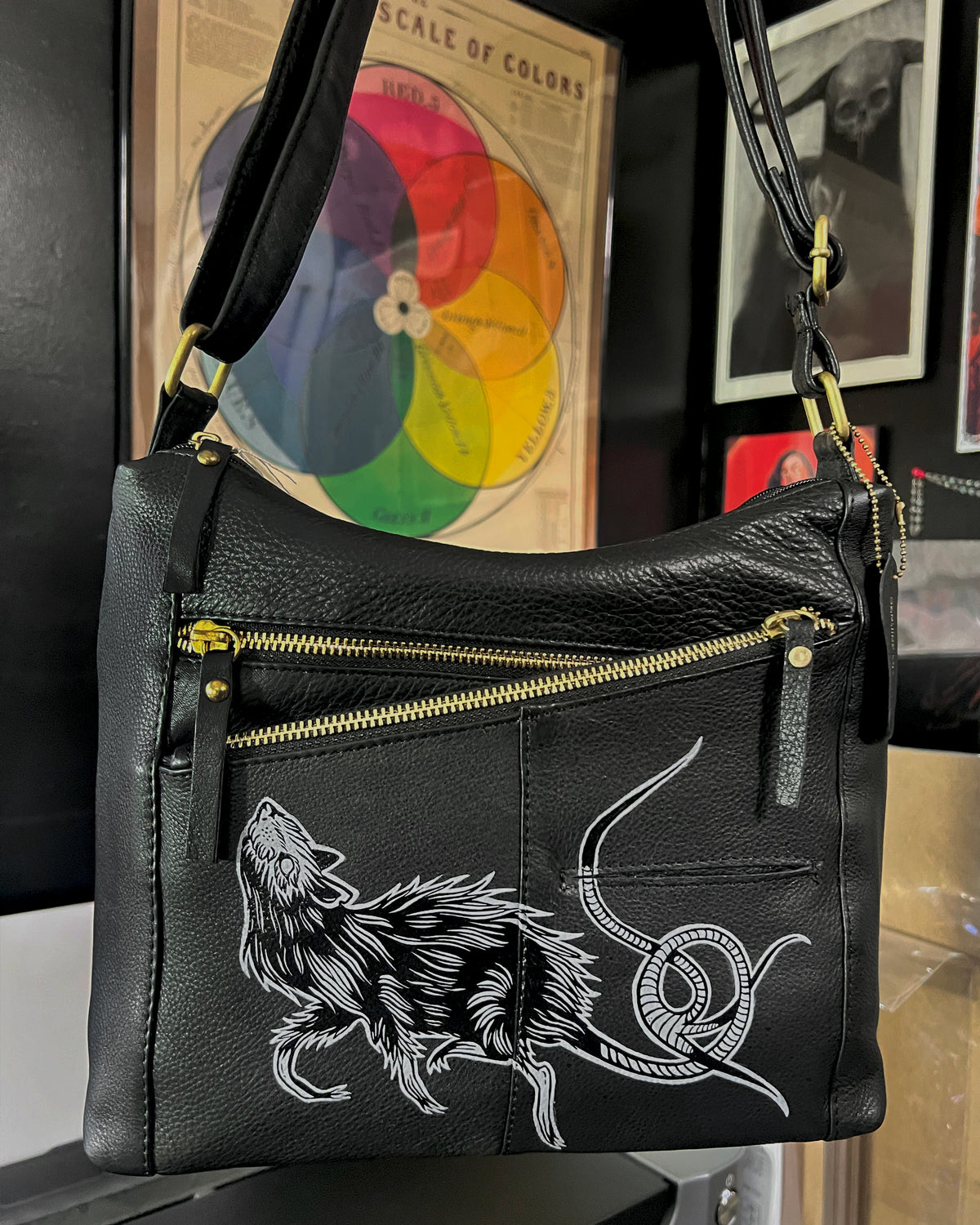 Rat Hand Painted Leather Purse