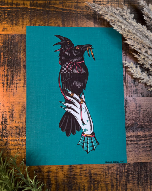 double headed raven print
