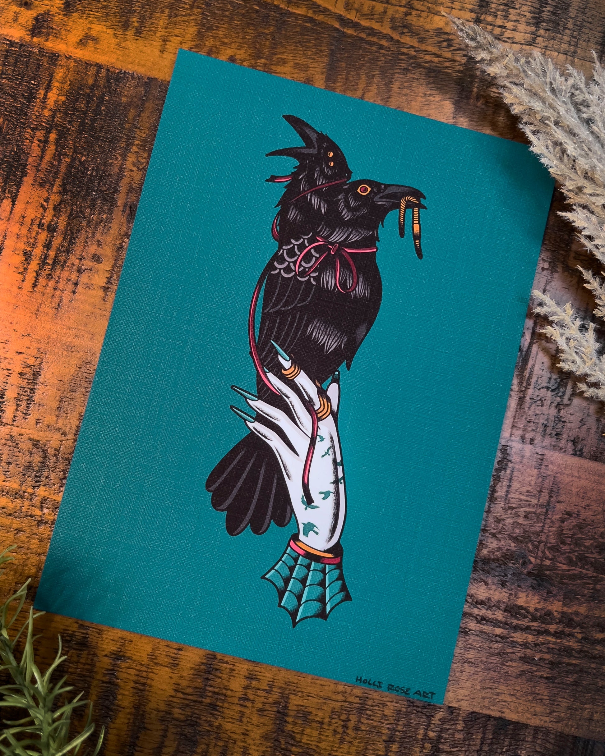 double headed raven print
