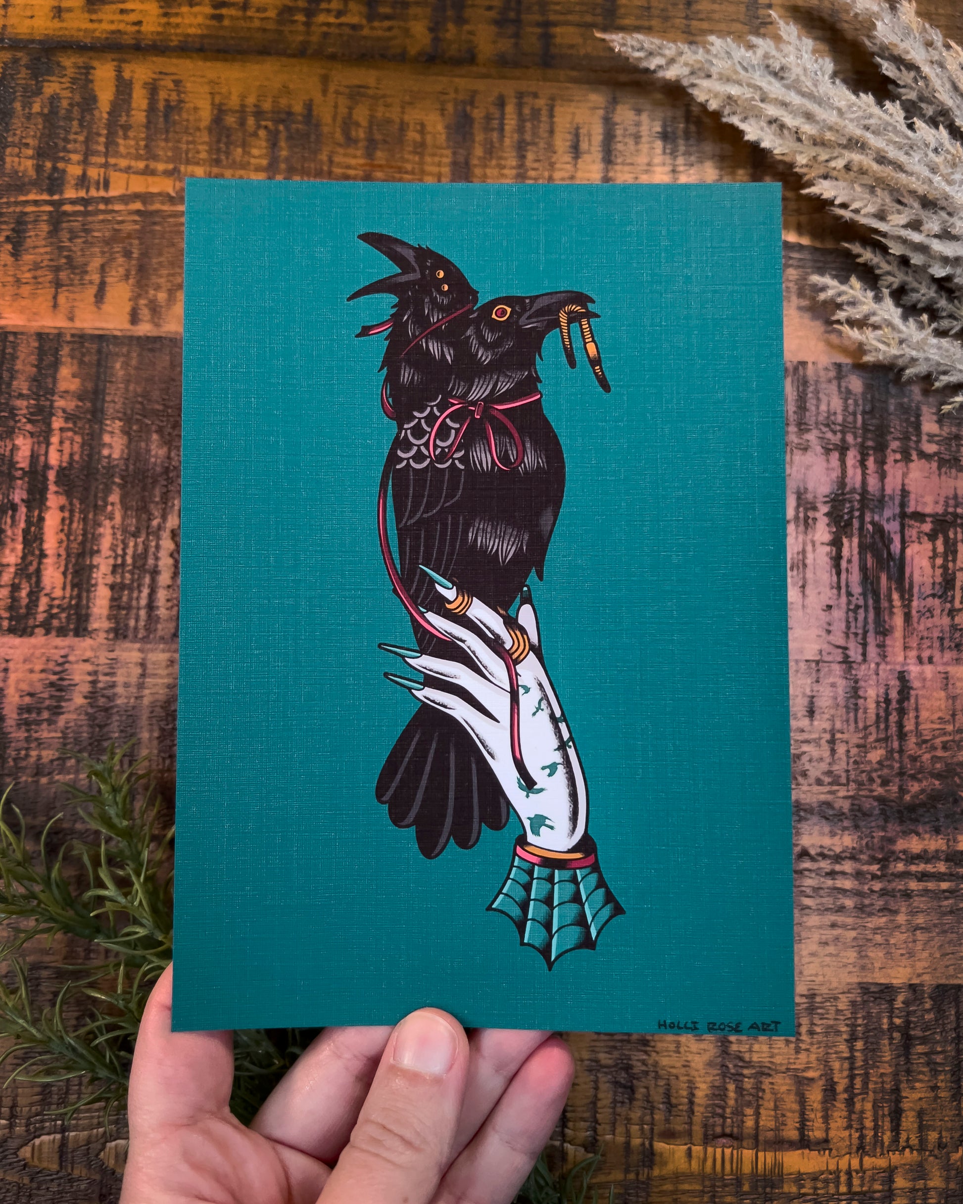 double headed raven print