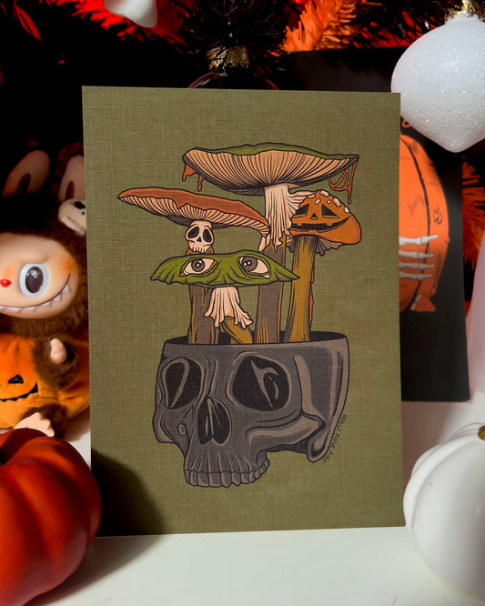spooky mushrooms print 