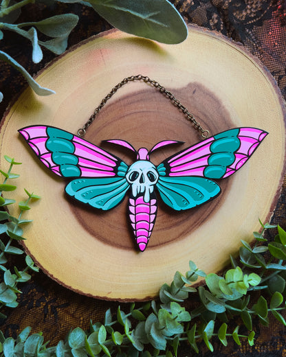 Pink Death Moth Hand Painted Wall Hanging