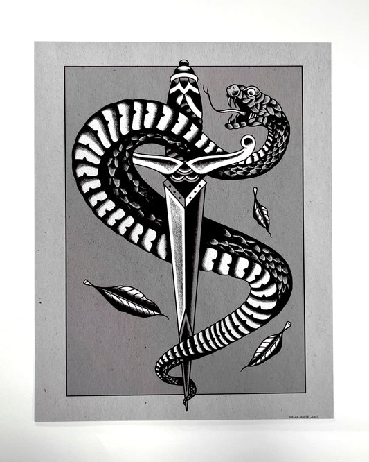 snake and dagger print