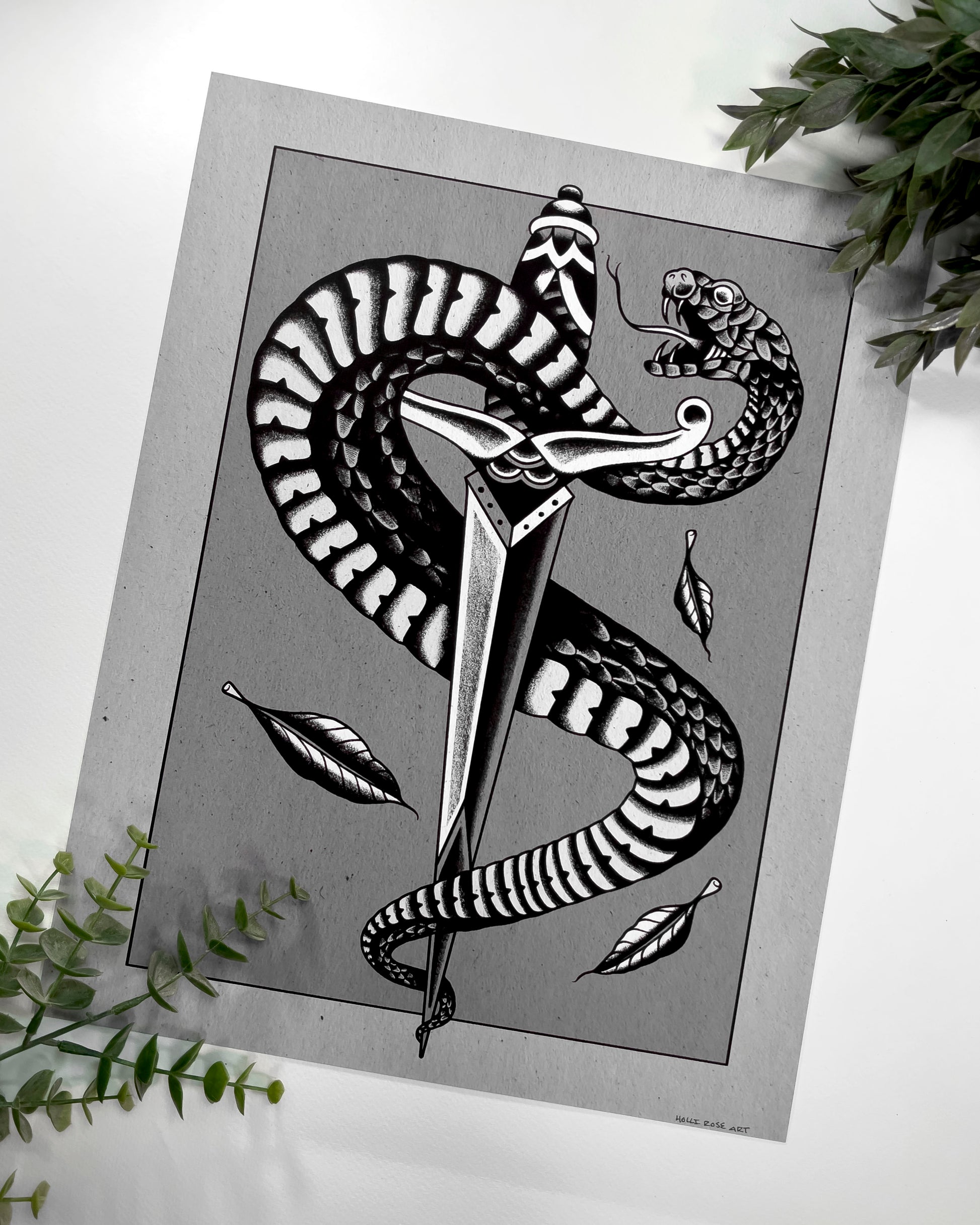 snake and dagger print
