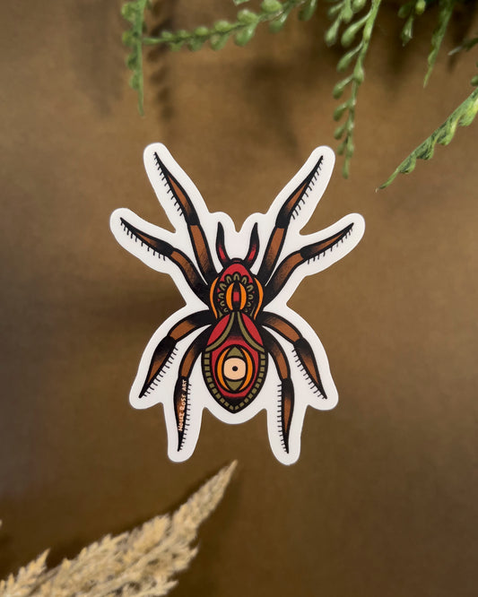 sticker of an American traditional tattoo spider
