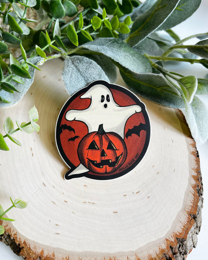 Pumpkin Ghost Vintage Sticker