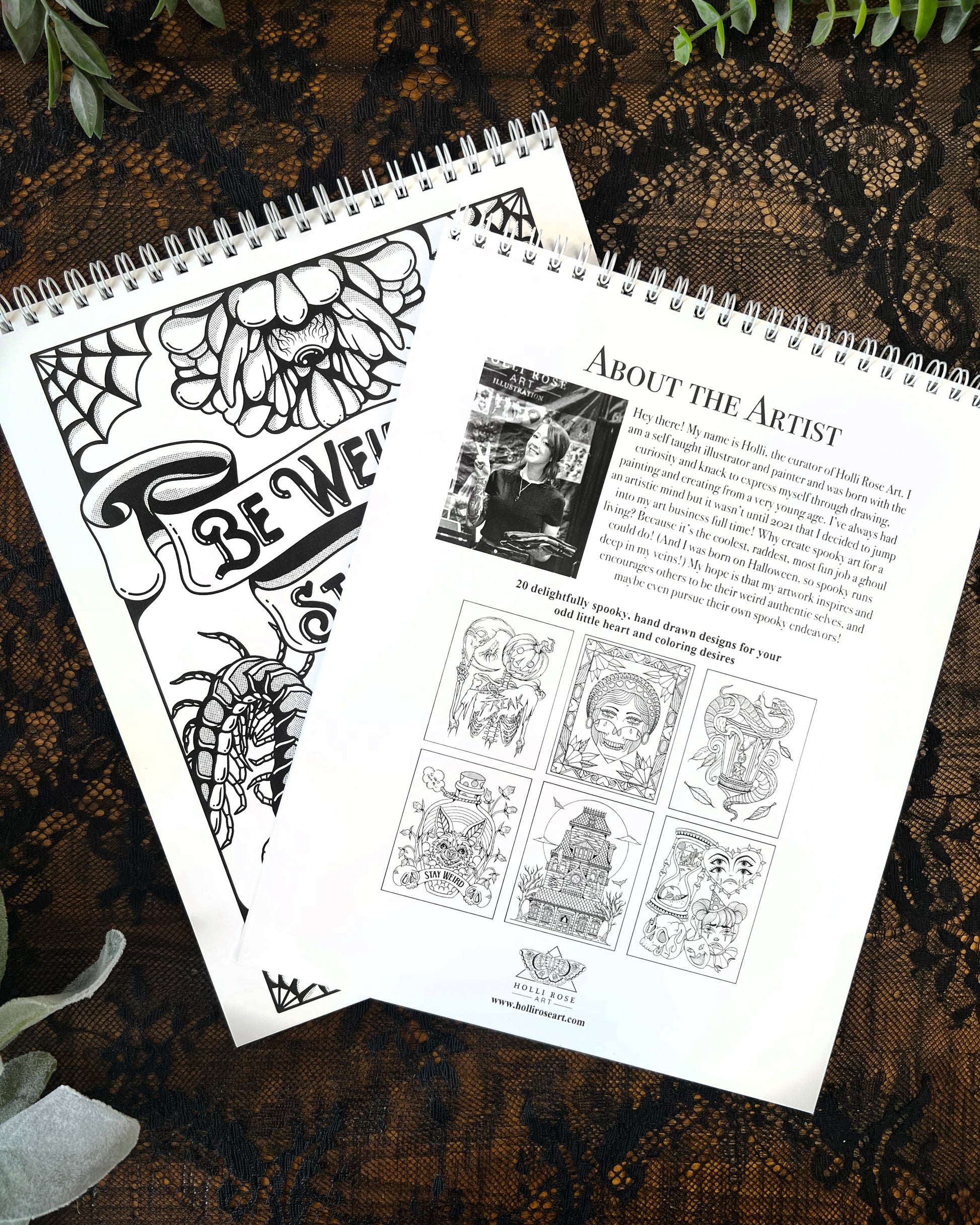 back of coloring book telling about the artist