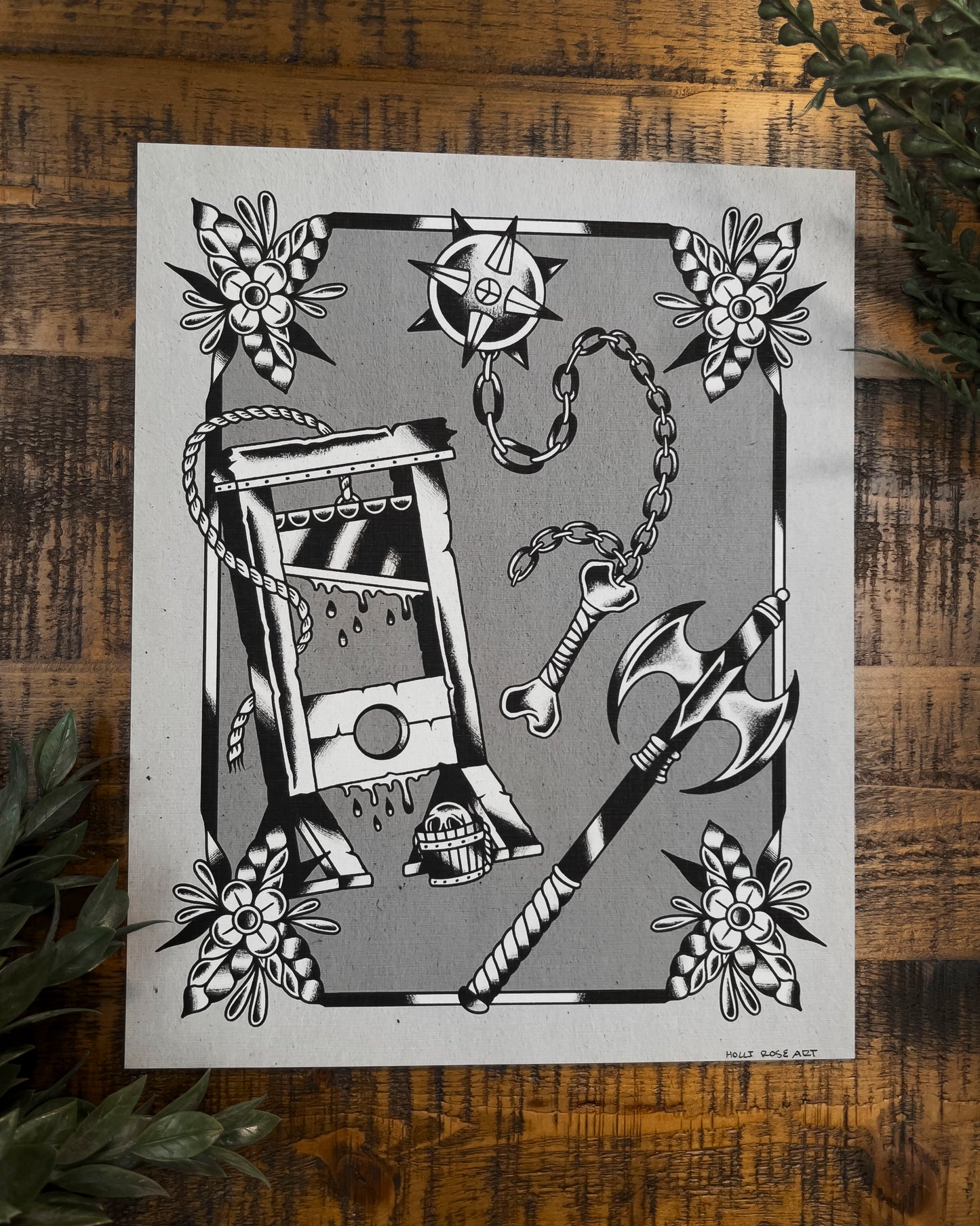 art print with midivil weapons