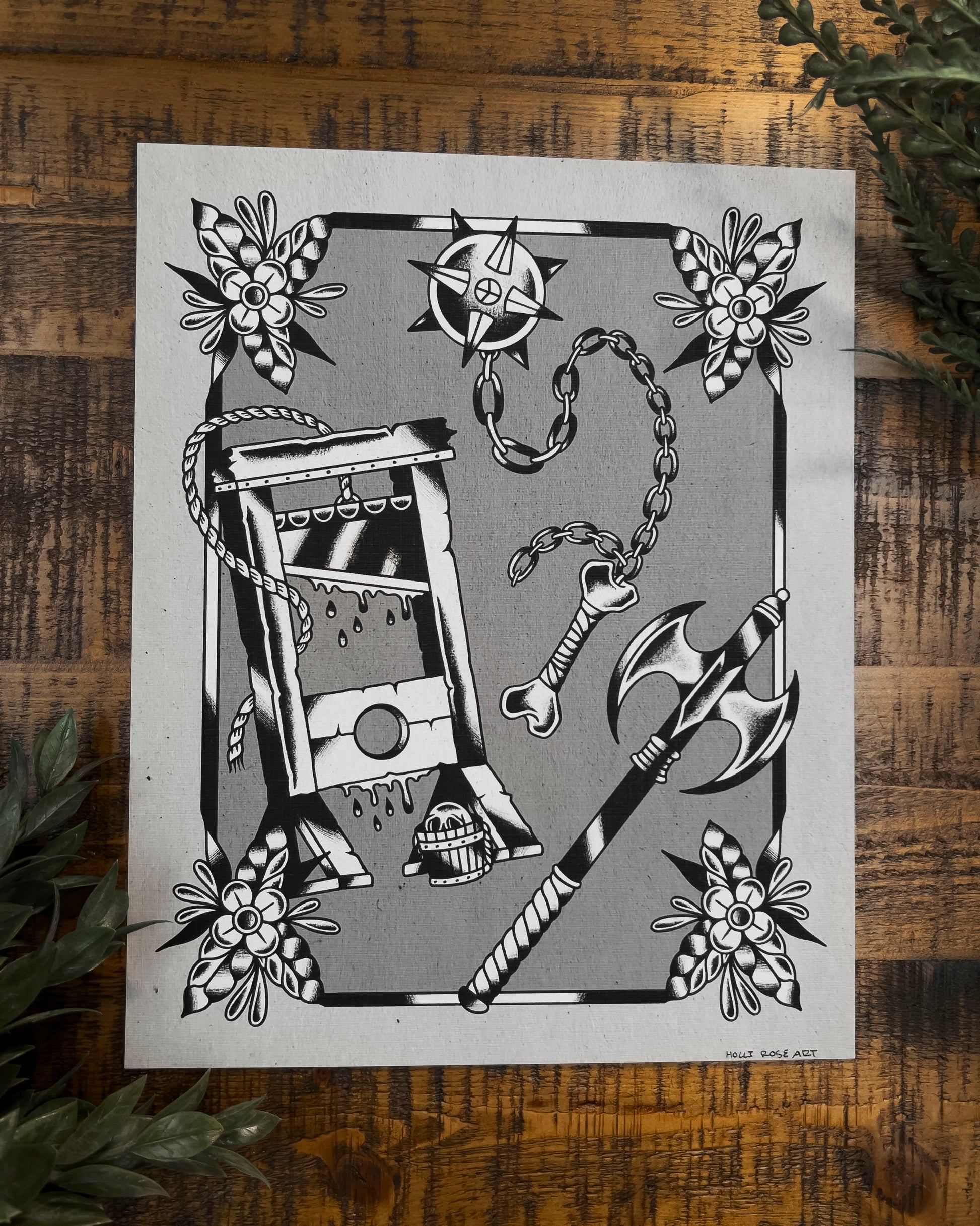 art print with midivil weapons