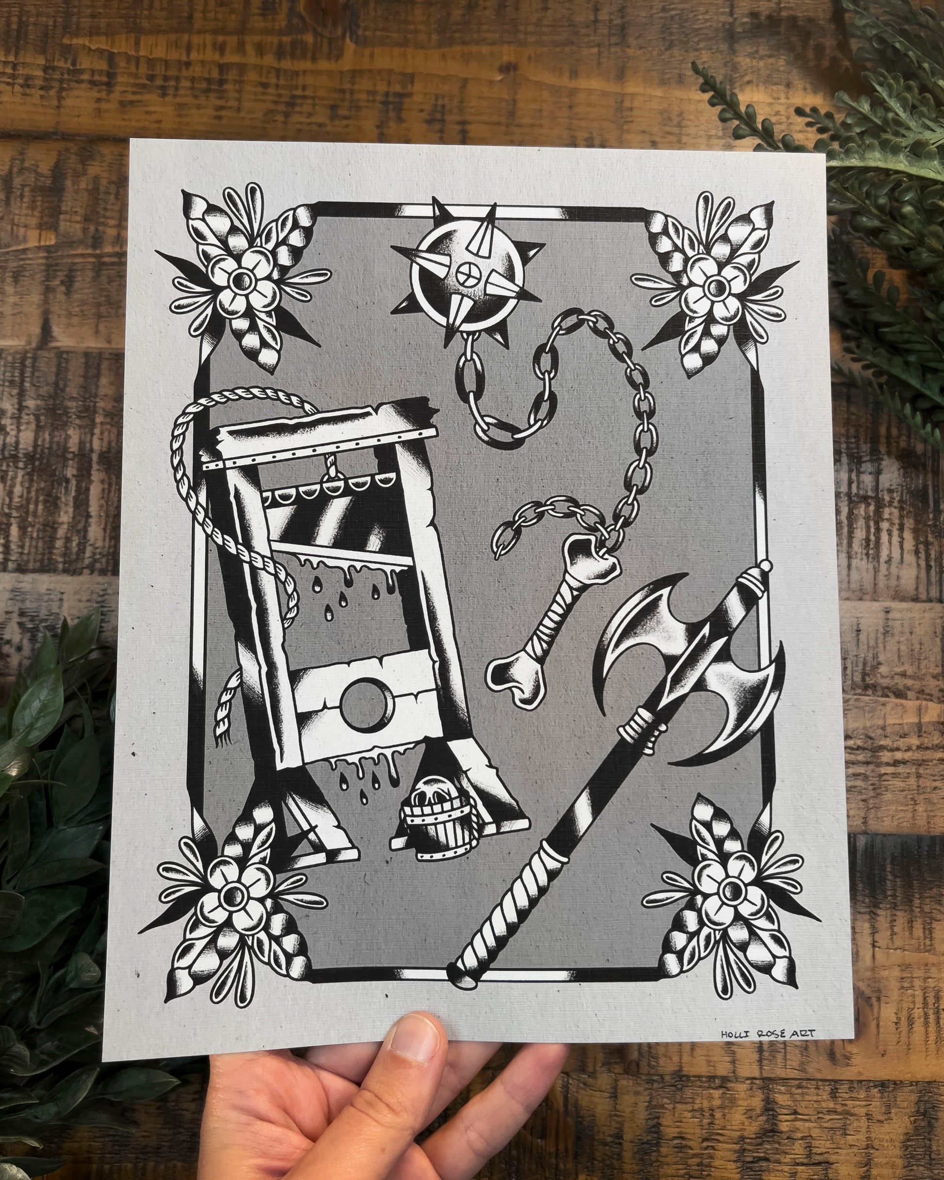art print with midivil weapons