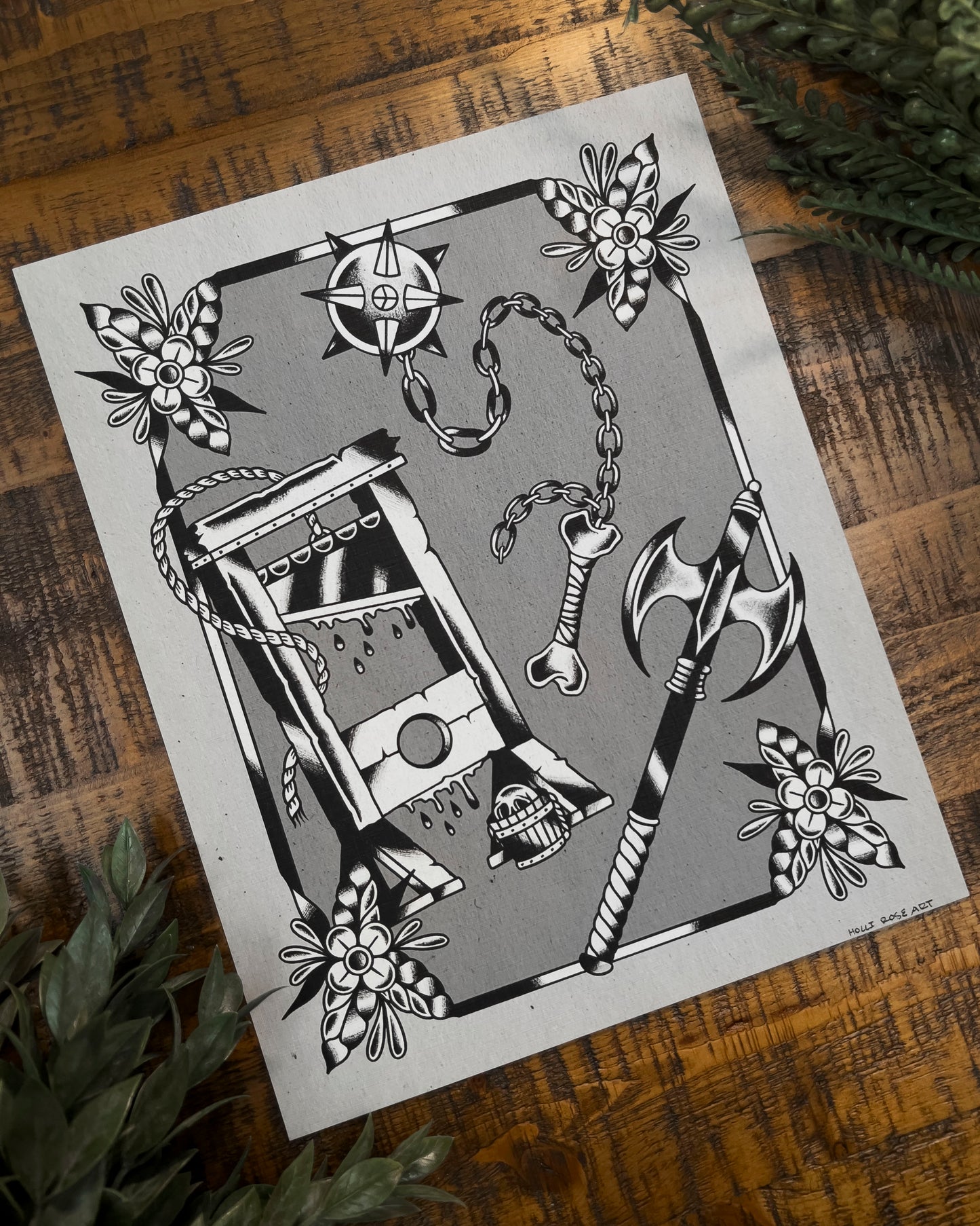 art print with midivil weapons
