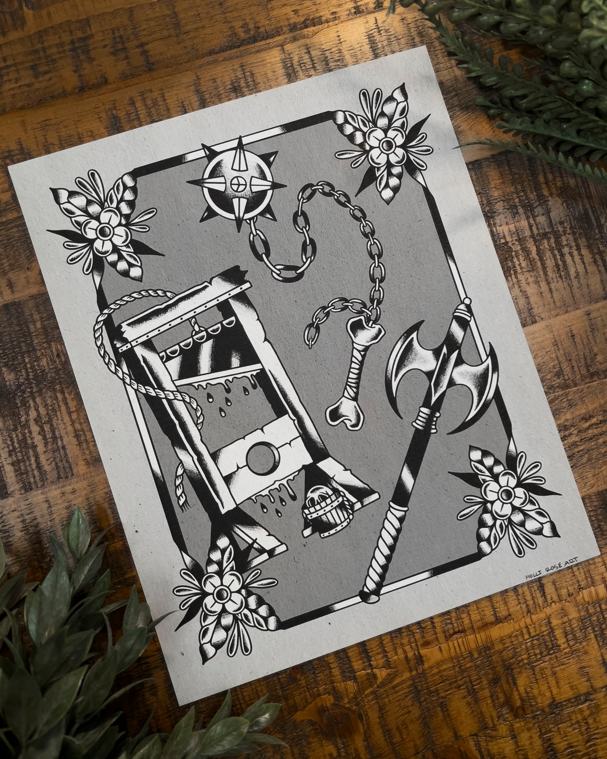 art print with midivil weapons